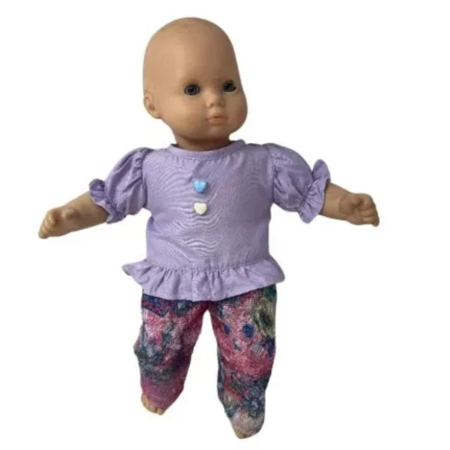 Lavender Blouse and Colorful Pants Set for 14-15 Inch Baby Dolls