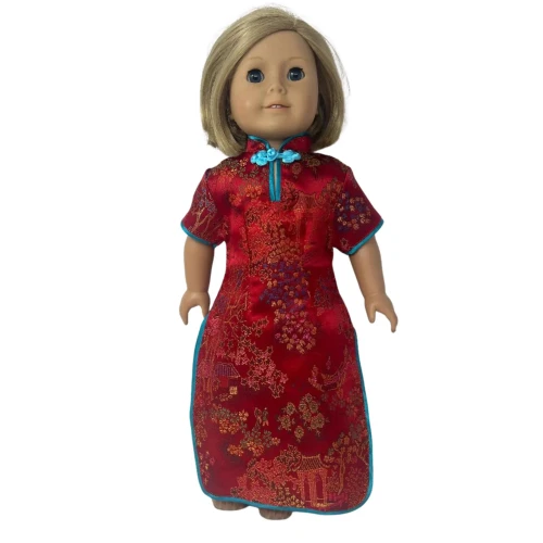 Chinese Style Dress for 18 Inch Girl Dolls – Tapestry Dress with Traditional-Inspired Details