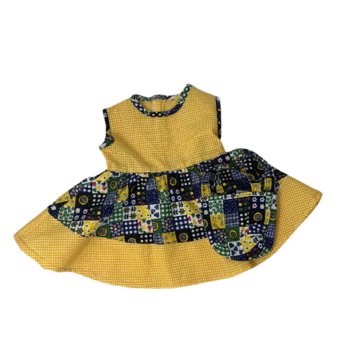 Sleeveless Patchwork Summer Dress with Matching Purse for 15 Inch Baby Dolls