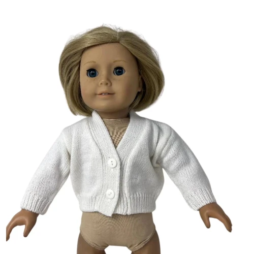 White Knit Cardigan Sweater for 18 Inch Dolls