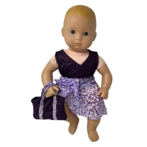 Purple Bathing Suit, Cover-Up & Beach Bag Set for 15 Inch Baby Dolls