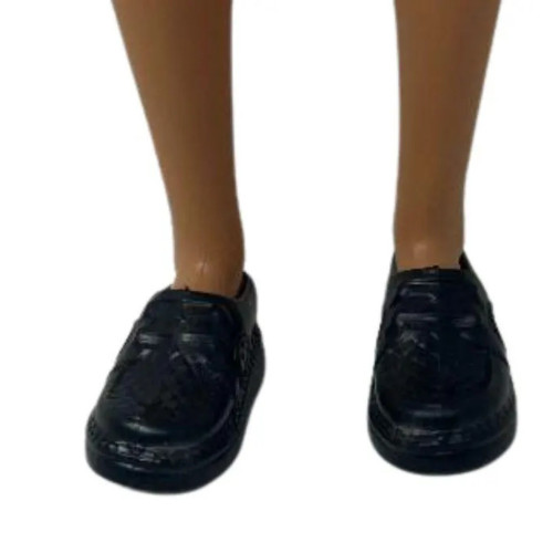 Black Business Casual Shoes for 12 Inch Male Dolls