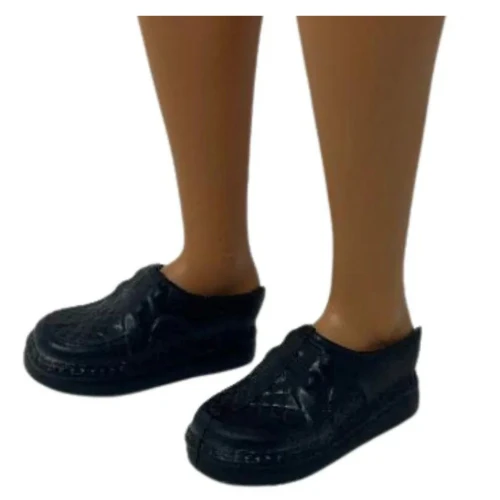 Black Business Casual Shoes for 12 Inch Male Dolls