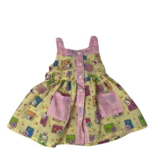 Bunny Print Sundress for 18 Inch Girl Dolls with Pink Gingham Trim & Pockets