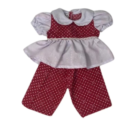 Red and White 2-Piece Dress and Pants Outfit for 14 Inch Baby Dolls