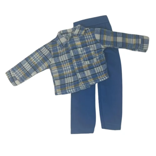 Blue & Yellow Plaid Shirt and Pants Outfit for 12 Inch Male Dolls