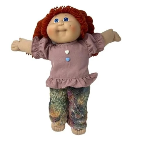 Textured Pants & Mauve Ruffle Top for 15 Inch Cabbage Patch Kid & Baby Dolls