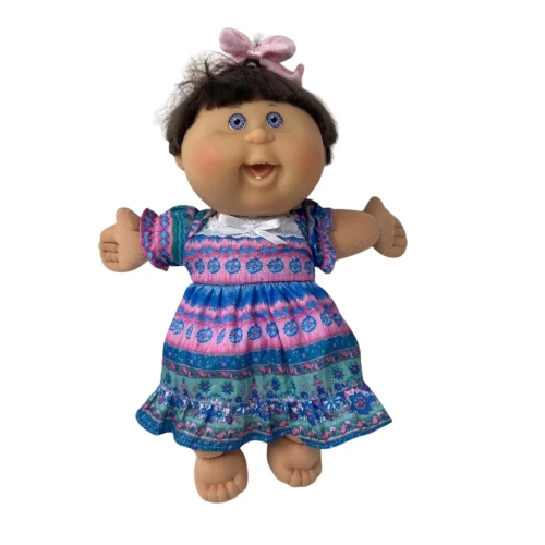Floral Stripe Sparkle Dress for Newborn & Preemie Cabbage Patch Dolls