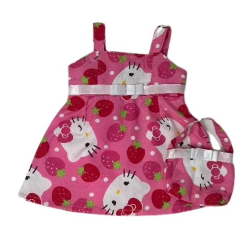 Pink Kitten & Strawberry Sundress with Purse for 15 Inch Cabbage Patch & Baby Dolls