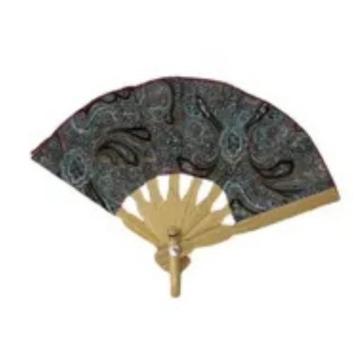 Blue & Brown Paisley Folding Fan for 18 Inch Girl Dolls