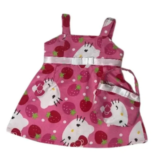 Pink Kitten & Strawberry Sundress with Purse for 18 Inch Girl Dolls