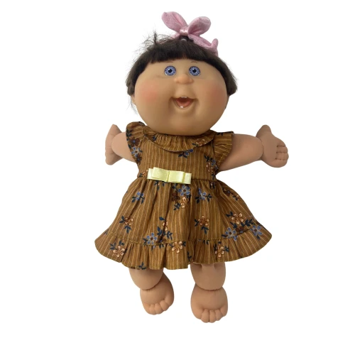 Brown Floral Dress for Newborn and Preemie Cabbage Patch Kid Dolls