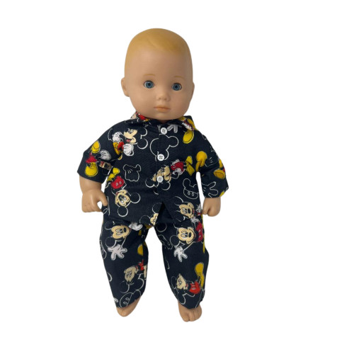 Black Mouse Print Pajamas for 15 Inch Baby Dolls