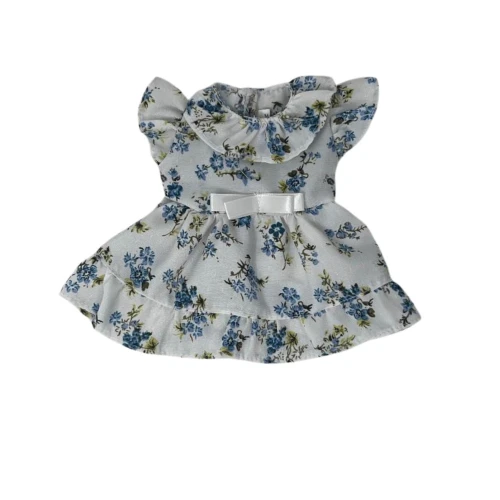 Light Blue Floral Ruffle Dress for 12 Inch Baby Dolls