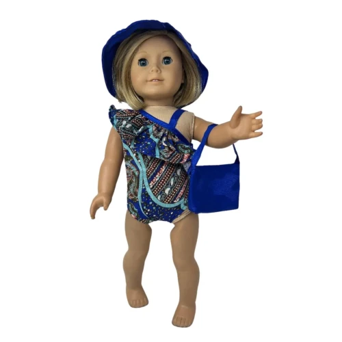 Paisley Bathing Suit with Hat & Bag for 18 Inch Girl Dolls