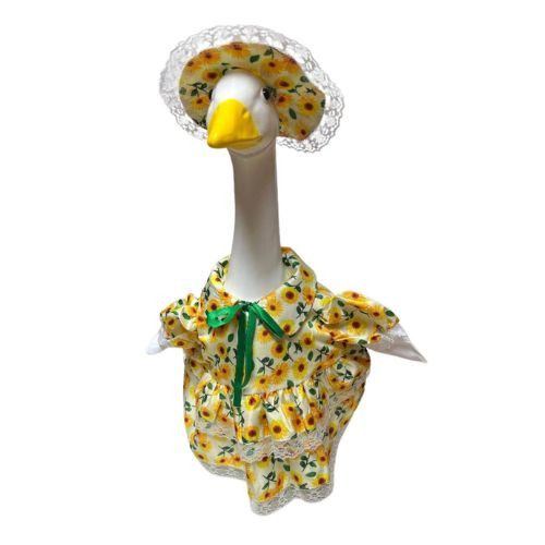 Sunflower Dress & Wide Brim Hat for 23 Inch Porch Goose – Floral Garden Goose Outfit
