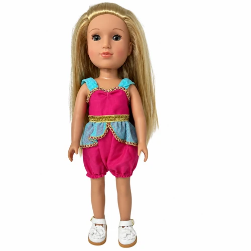 Genie Inspired Outfit for Wellie Wisher and 14.5 Inch Girl Dolls – Magenta Harem Pants & Turquoise Top
