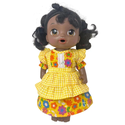 Yellow Floral Ruffle Dress for 14 Inch Baby Alive and Little Baby Dolls