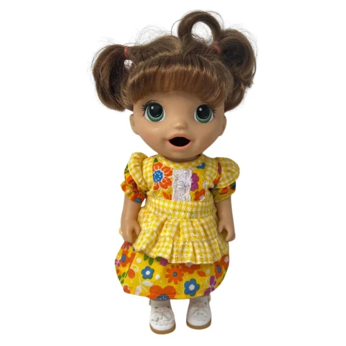 Bright Floral & Butterfly Dress for 12 Inch Baby Dolls