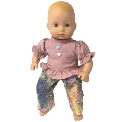Mauve Blouse & Textured Pants Outfit for 15 Inch Baby Dolls
