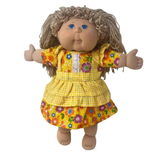 Bright Floral & Yellow Gingham Dress for 15 Inch Cabbage Patch Kid Dolls