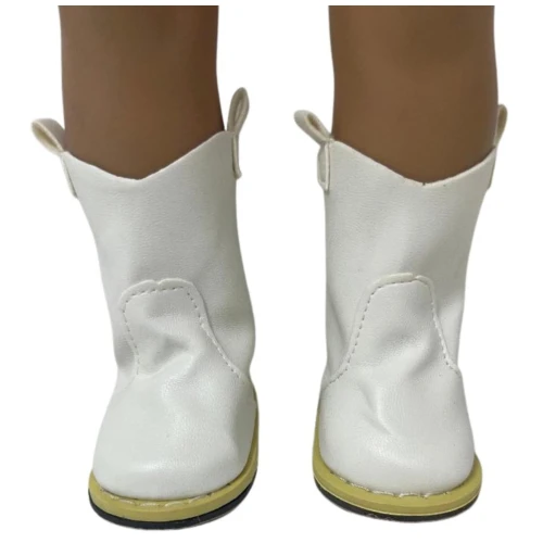 White Cowboy Boots for 18 Inch Boy and Girl Dolls – Western Doll Shoes