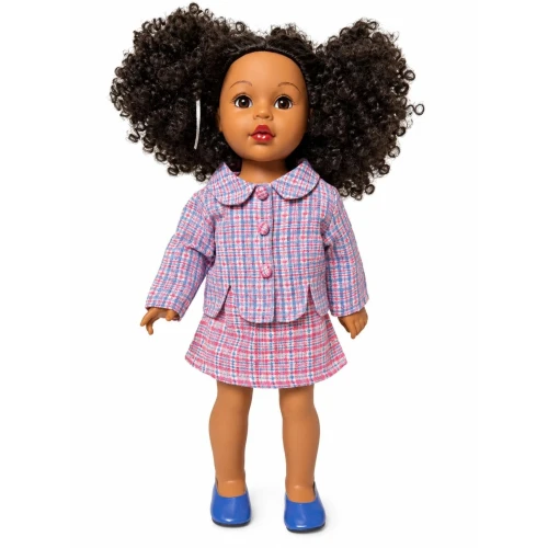 Pink and Blue Plaid Dress Suit with Jacket and Shoes for 18 Inch Girl Dolls – 3 Piece Outfit