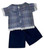 Doll Clothes Supertore Handmade Blue Plaid Lace-Trim Blouse & Cargo Shorts for 18 inch Girl Dolls