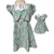 Doll Clothes Superstore Matching Girl Size 7 and 18-Inch Doll Dress with Green Stripe Pattern