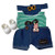 Trendy Denim Overalls Set with Stripe Shirt, Visor & Shoes for 17.5cm Labubu Dolls
