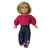 Handknit Rose Sweater with Jeans for 18 Inch Girl Dolls – Cozy Doll Outfit Set, Handmade Doll Clothes