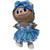 Baby Blue Silk Dress Outfit with Embroidered Flower Trim, Headband & Shoes for 17.5cm Labubu Doll