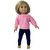 Complete Winter Outfit of Pink Sweater, Navy Pants, Hat, Scarf & Mittens Set for 18 Inch Dolls