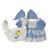 Blue Dress with White Pinafore & Matching Ears for 37cm Labubu Dolls – Handmade Doll Outfit