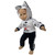 Dog Cute Puppy Sweatshirt and Black Jogger Pants Set Hoodie Outfit for 14–15 Inch Baby Dolls