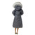 Gray Quilted Winter Coat with Fur Hood & Gold Heels for 11.5 Inch Fashion Dolls Like Barbie
