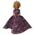 Purple Blue Gold Paisley Evening Gown for 11.5 Inch Fashion Dolls with Crown and Heels