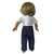 Purple Coat Cardigan Sweater, White Blouse & Jeans for 18 Inch Dolls