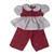 Red and White 2-Piece Dress and Pants Outfit for 14 Inch Baby Dolls