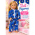 Kitty Print Pajamas for 18 Inch Girl Dolls – Blue Kitten and Heart Doll Sleepwear