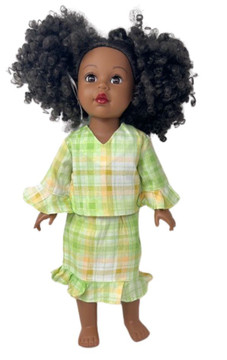 Doll Clothes Superstore Blue Flowers And Green Checks Compatible With 18  Inch Girl Like Our Generation American Girl My Life Dolls