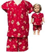 Doll Clothes Superstore Size 8 Red Bear Matching Girl And Doll Pajamas