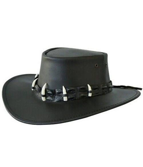 Leather Blend Croc Teeth Hat