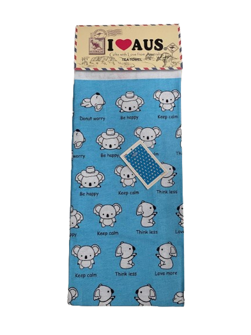 Tea Towel Koala Be Happy, Think Less, Keep Calm Various Designs