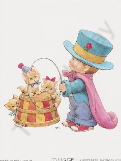 Little Ringmaster (with kittens) (6x8)