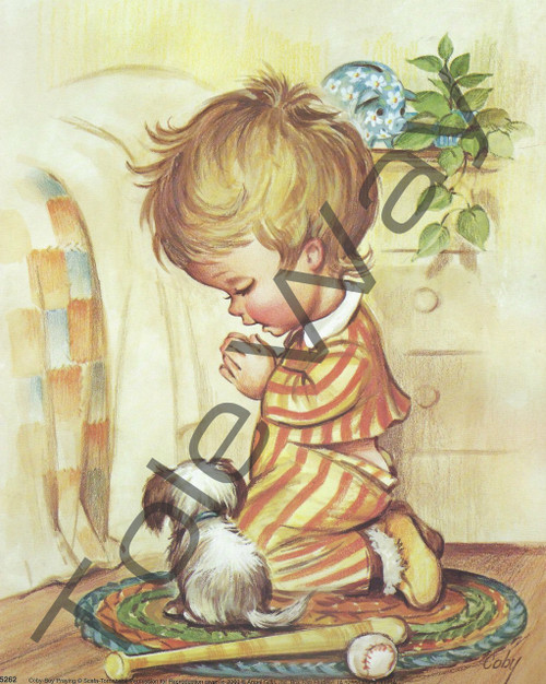 Boy Praying with Puppy (8x10)