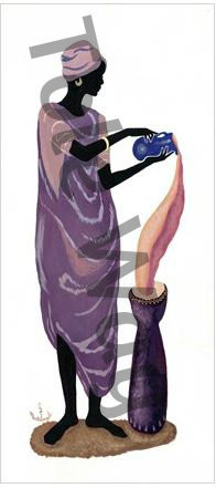 Woman pouring in purple dress (8x20)