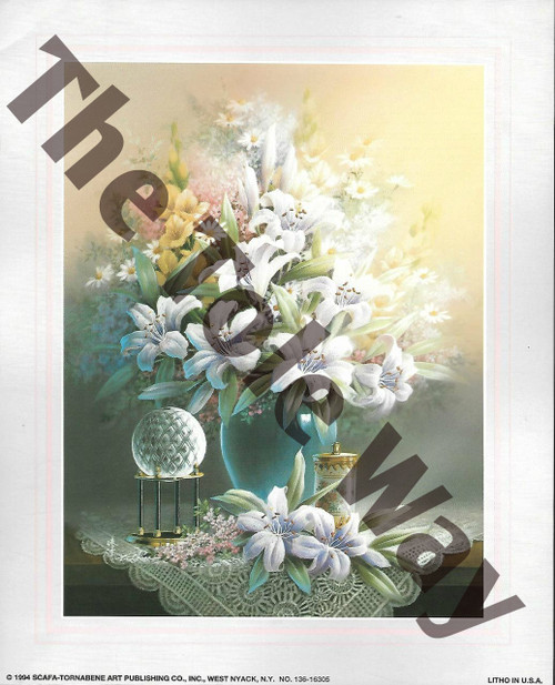 Lillies Bouquet in Green Vase (8x10)