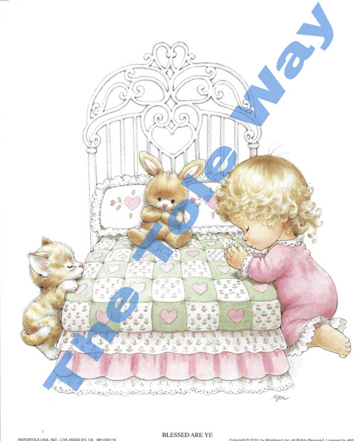 Little Girl Praying with Kitty (8x10)