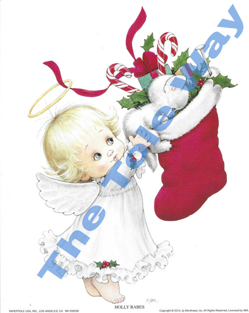Angel with Kitty in Stocking  (8x10)